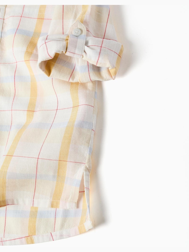 Camicia in cotone a quadri con cappuccio B&S Bianco - Kiabi