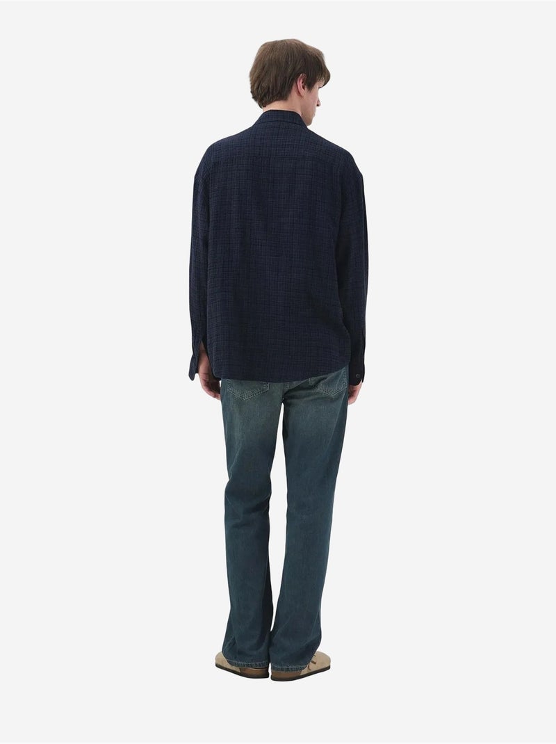 Camicia in cotone a quadri vestibilità rilassata da uomo giesto Blu laguna - Kiabi