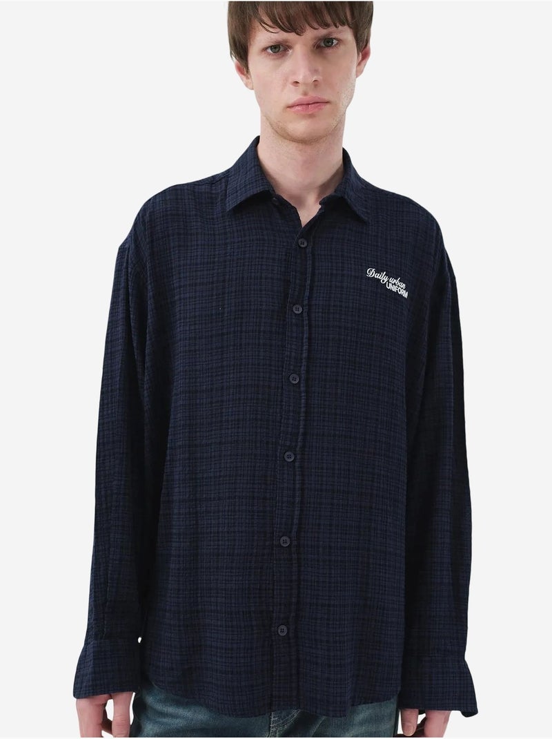 Camicia in cotone a quadri vestibilità rilassata da uomo giesto Blu laguna - Kiabi
