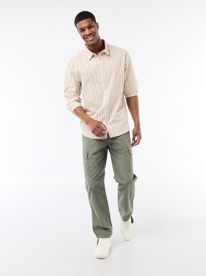 Camicia in cotone a righe Beige - Kiabi