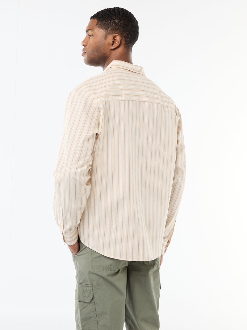 Camicia in cotone a righe Beige - Kiabi