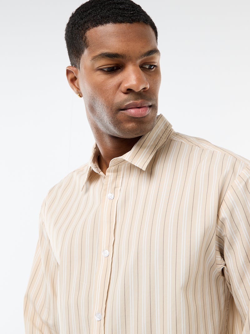 Camicia in cotone a righe Beige - Kiabi
