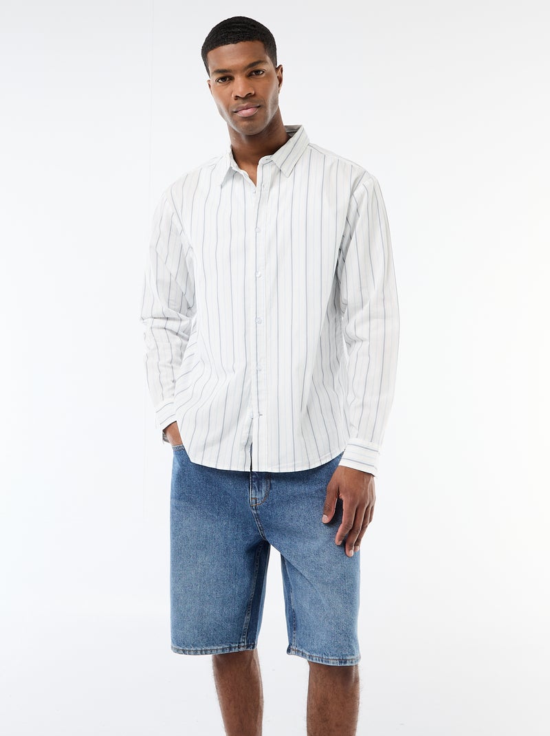 Camicia in cotone a righe Bianco - Kiabi