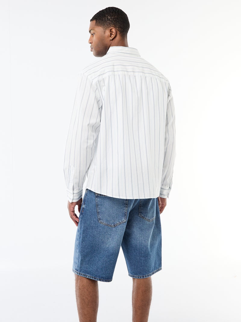 Camicia in cotone a righe Bianco - Kiabi