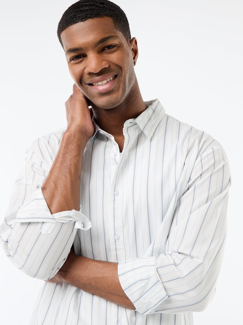 Camicia in cotone a righe Bianco - Kiabi
