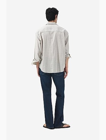 Camicia in cotone a righe con trama in velluto giesto