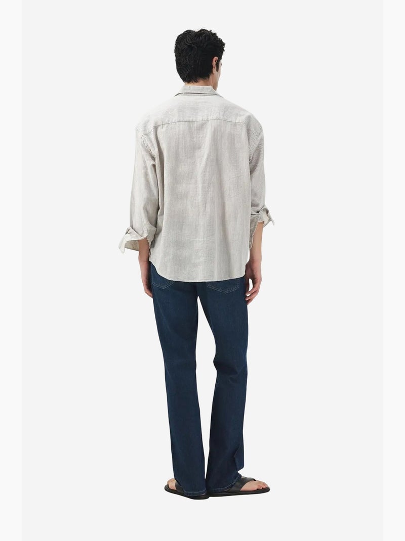 Camicia in cotone a righe con trama in velluto giesto Bianco sporco - Kiabi