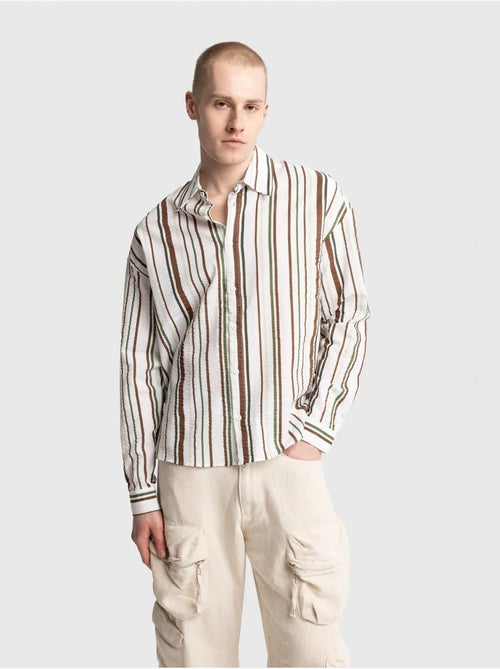 Camicia in cotone a righe dal fit rilassato giesto - Kiabi Camicia in cotone a righe dal fit rilassato giesto - Kiabi