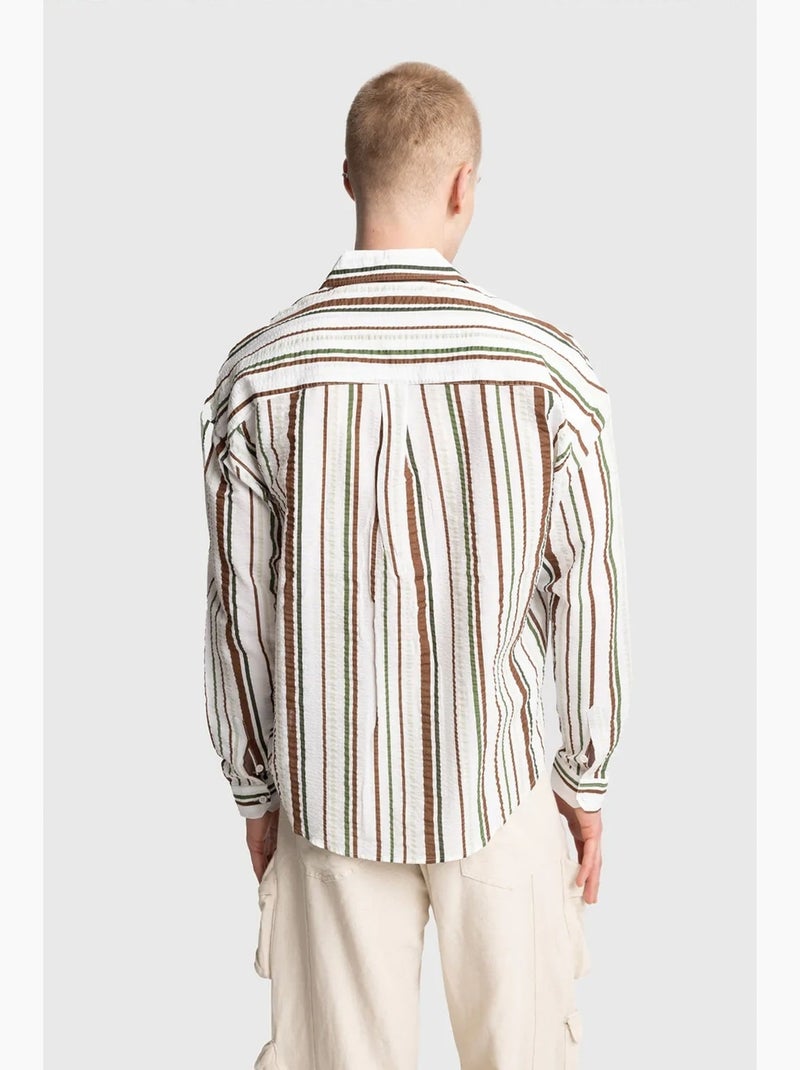 Camicia in cotone a righe dal fit rilassato giesto Cachi - Kiabi