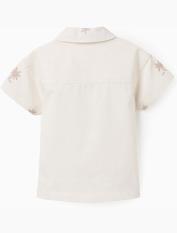 Camicia in cotone con palme ricamate