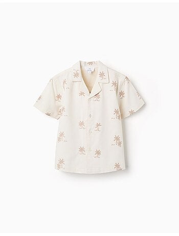 Camicia in cotone con palme ricamate
