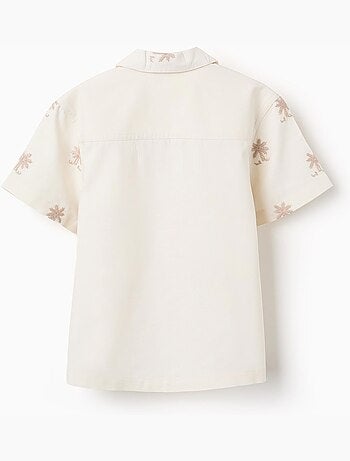 Camicia in cotone con palme ricamate