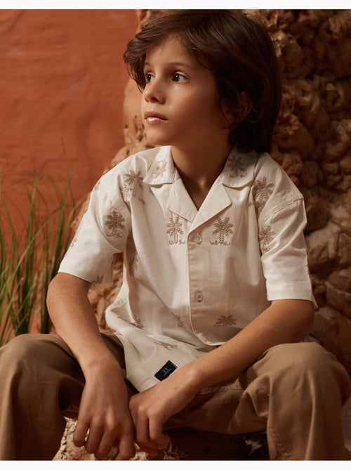 Camicia in cotone con palme ricamate - Kiabi