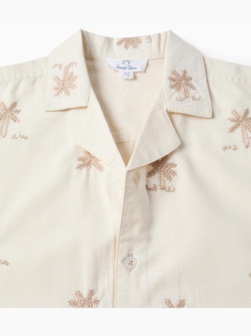 Camicia in cotone con palme ricamate - Kiabi
