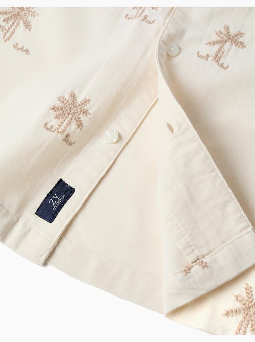 Camicia in cotone con palme ricamate - Kiabi