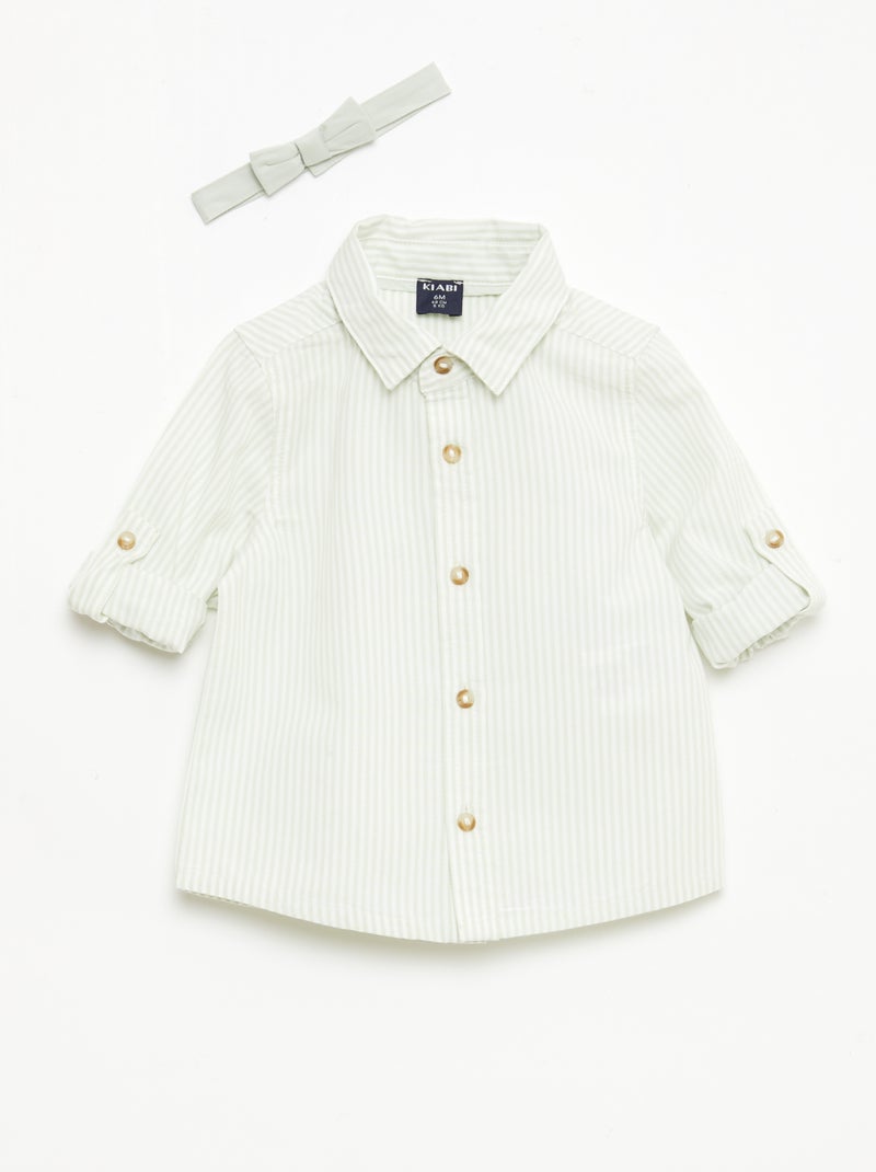 Camicia in cotone con papillon removibile Bianco - Kiabi