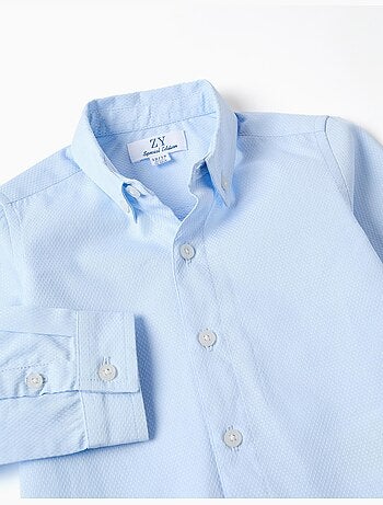 Camicia in cotone dobby a manica lunga