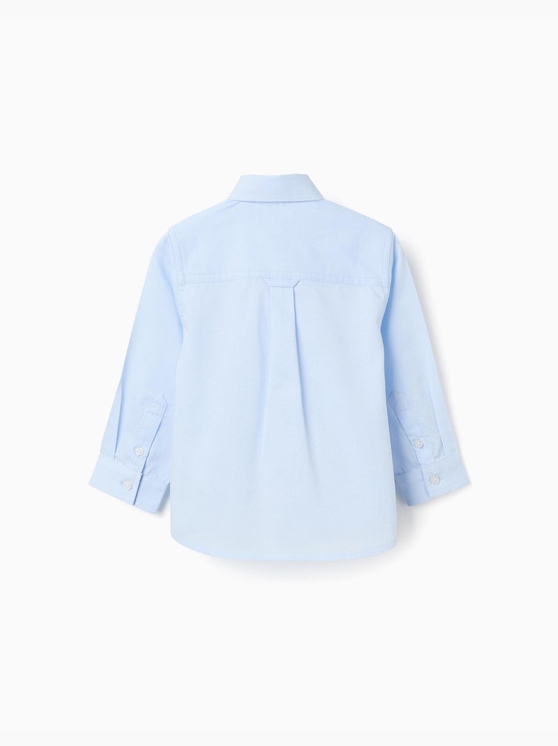 Camicia in cotone dobby a manica lunga Blu chiaro - Kiabi