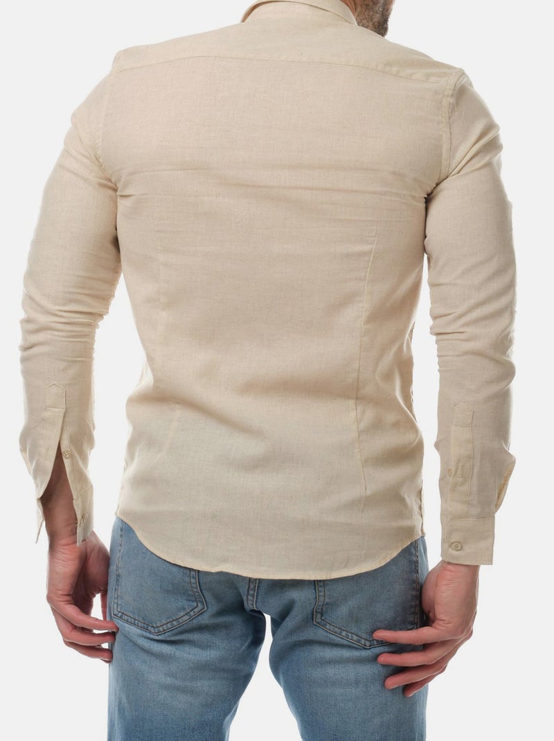 Camicia in cotone e lino Beige chiaro - Kiabi