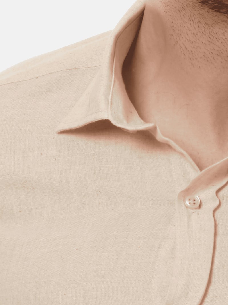 Camicia in cotone e lino Beige chiaro - Kiabi