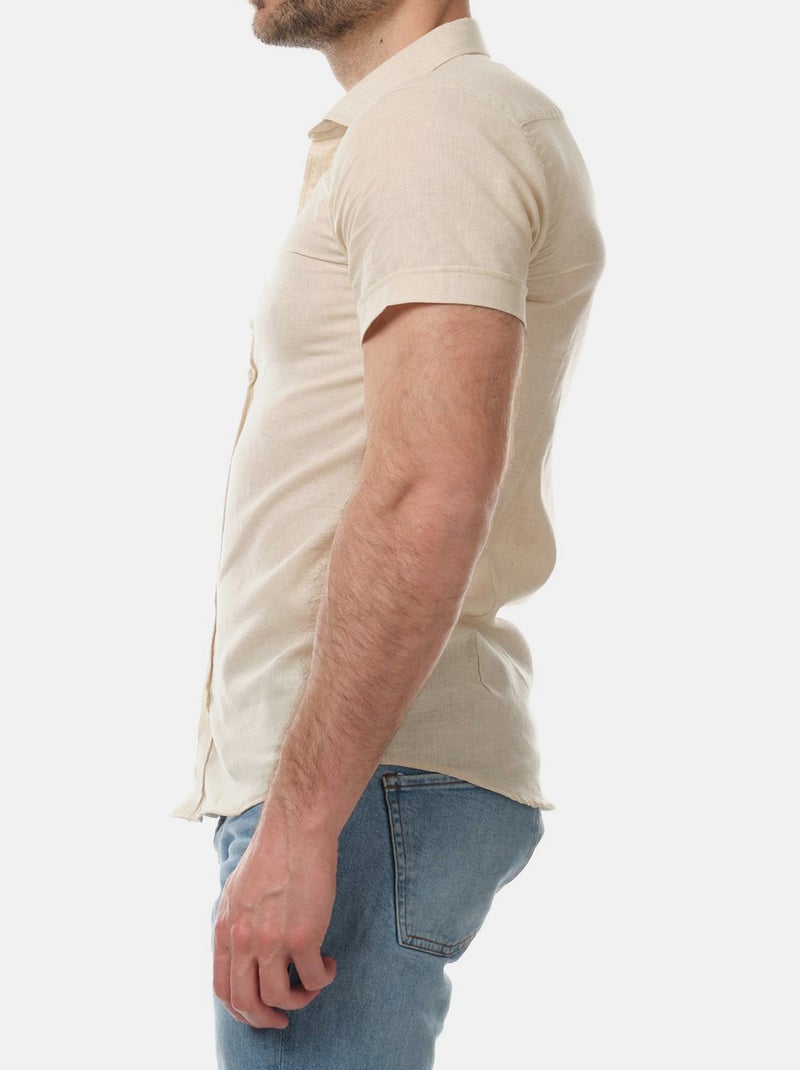 Camicia in cotone e lino Beige chiaro - Kiabi