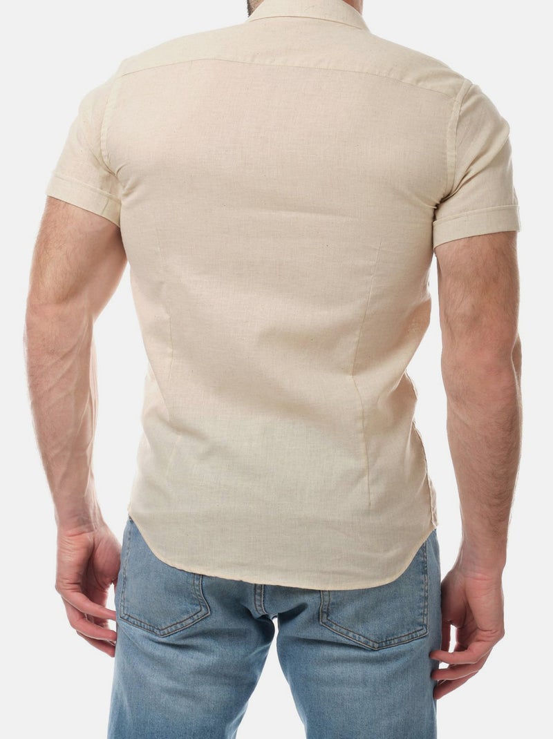 Camicia in cotone e lino Beige chiaro - Kiabi