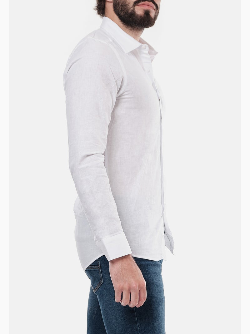 Camicia in cotone e lino Bianco - Kiabi