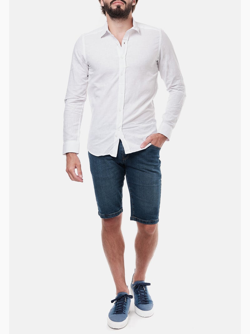 Camicia in cotone e lino Bianco - Kiabi