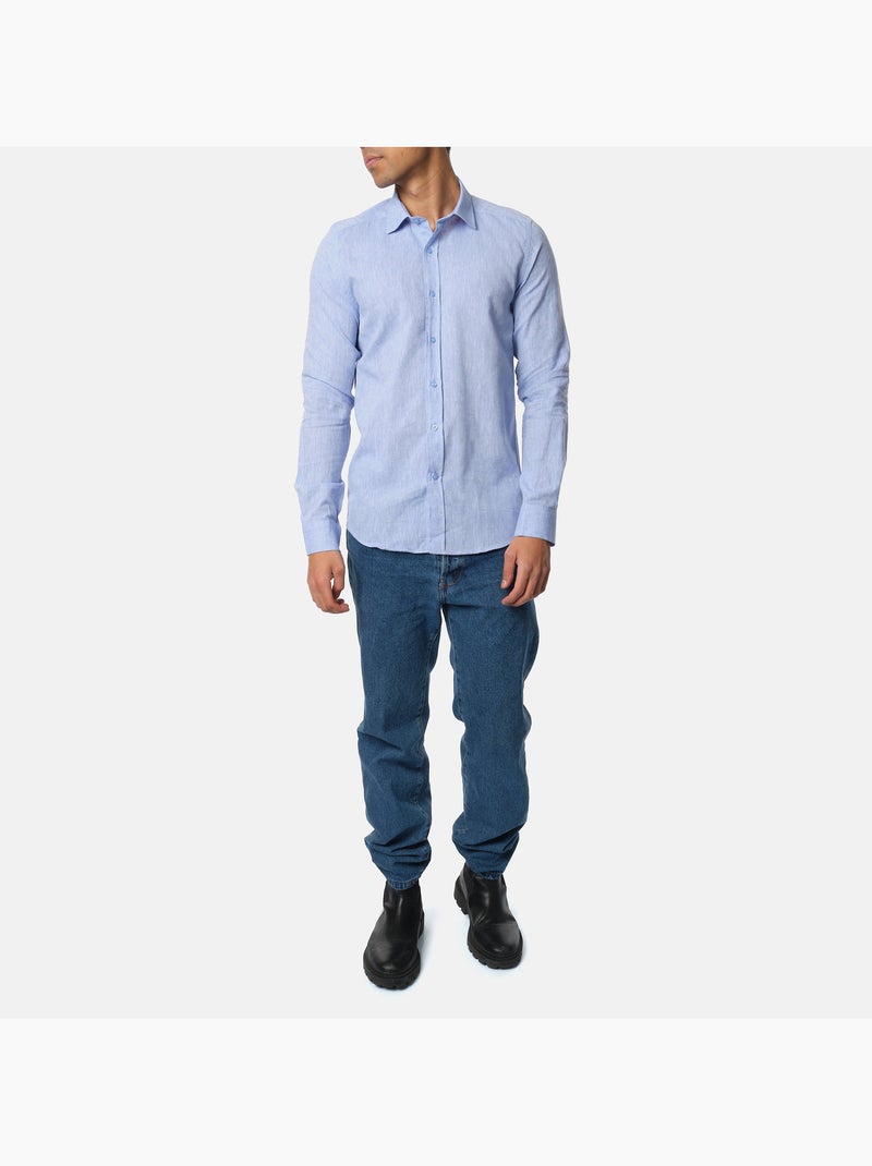 Camicia in cotone e lino Blu denim - Kiabi