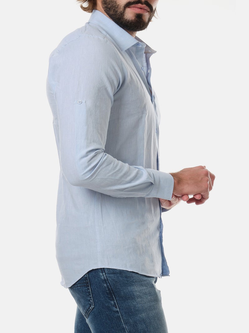 Camicia in cotone e lino Blu - Kiabi
