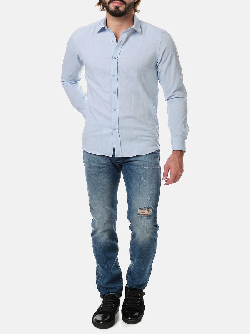 Camicia in cotone e lino Blu - Kiabi