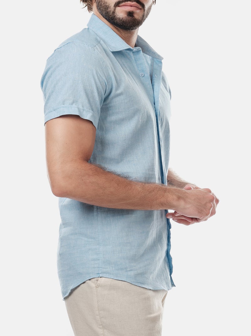 Camicia in cotone e lino Blu - Kiabi