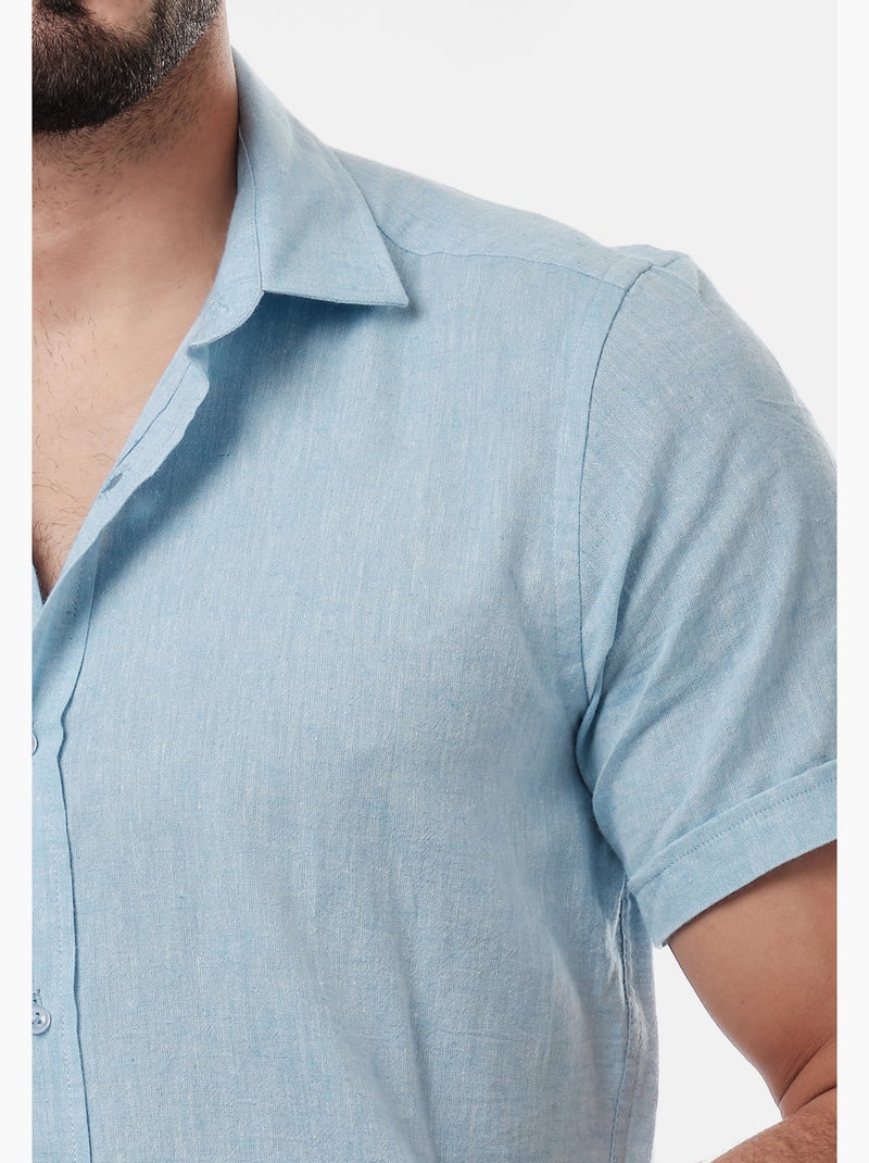 Camicia in cotone e lino Blu - Kiabi