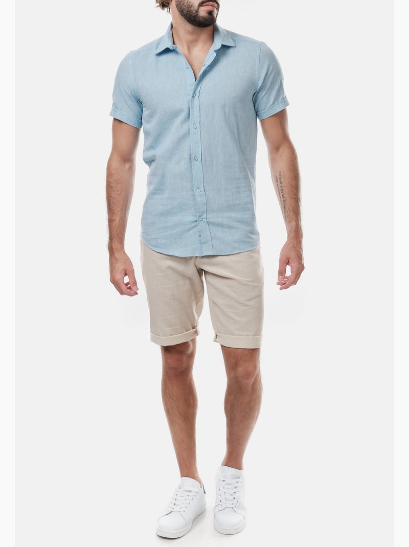 Camicia in cotone e lino Blu - Kiabi