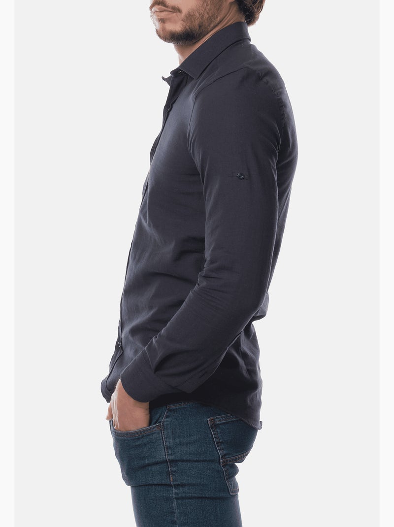 Camicia in cotone e lino Blu scuro - Kiabi