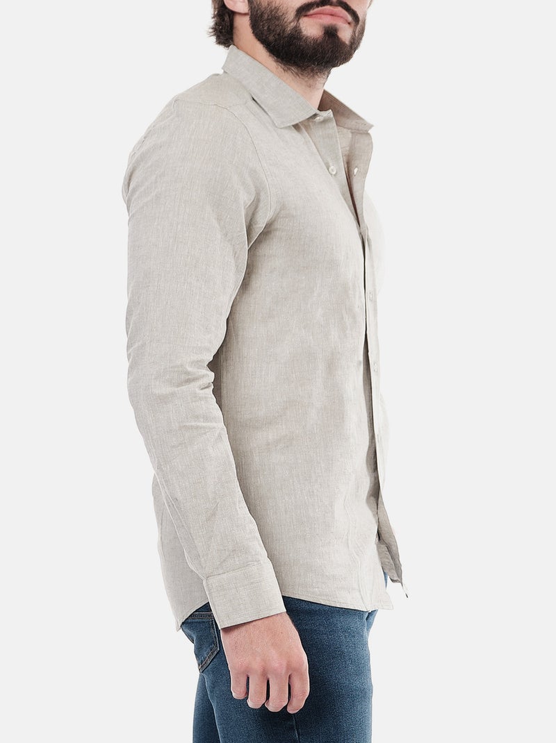 Camicia in cotone e lino Cachi - Kiabi