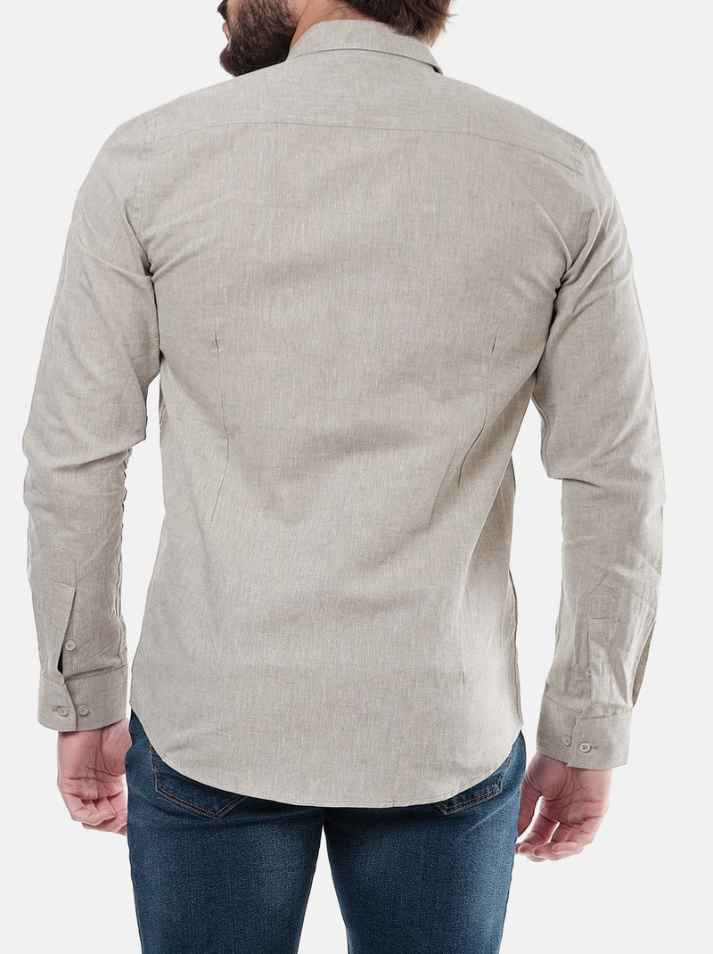 Camicia in cotone e lino Cachi - Kiabi