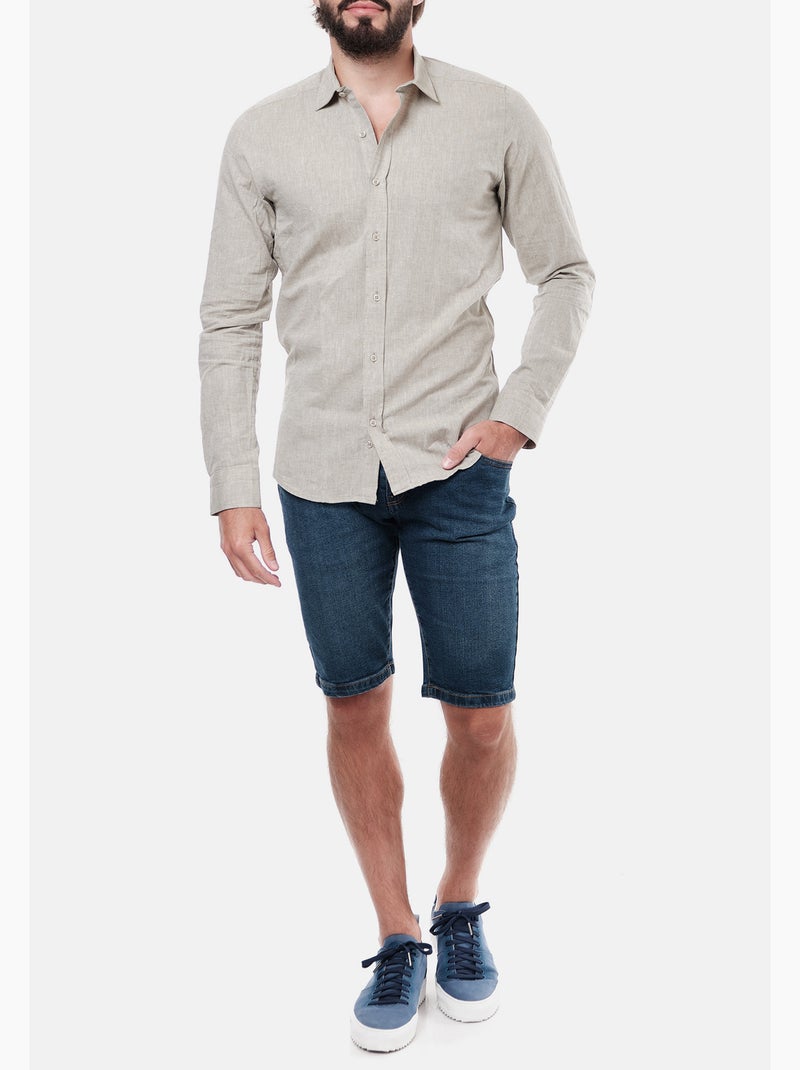 Camicia in cotone e lino Cachi - Kiabi