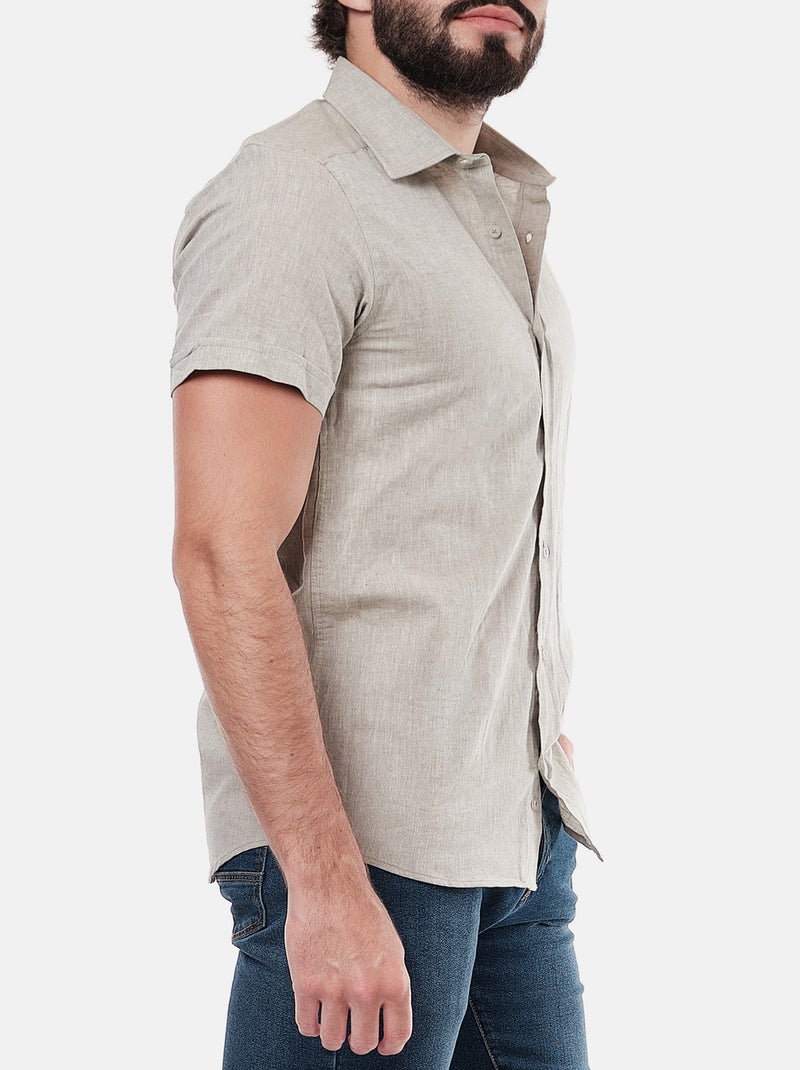 Camicia in cotone e lino Cachi - Kiabi