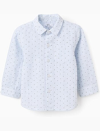 Camicia in cotone e lino con motivo a cerchi