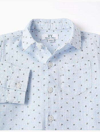 Camicia in cotone e lino con motivo a cerchi