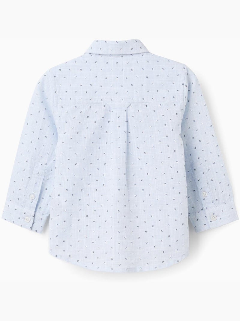 Camicia in cotone e lino con motivo a cerchi Blu chiaro - Kiabi