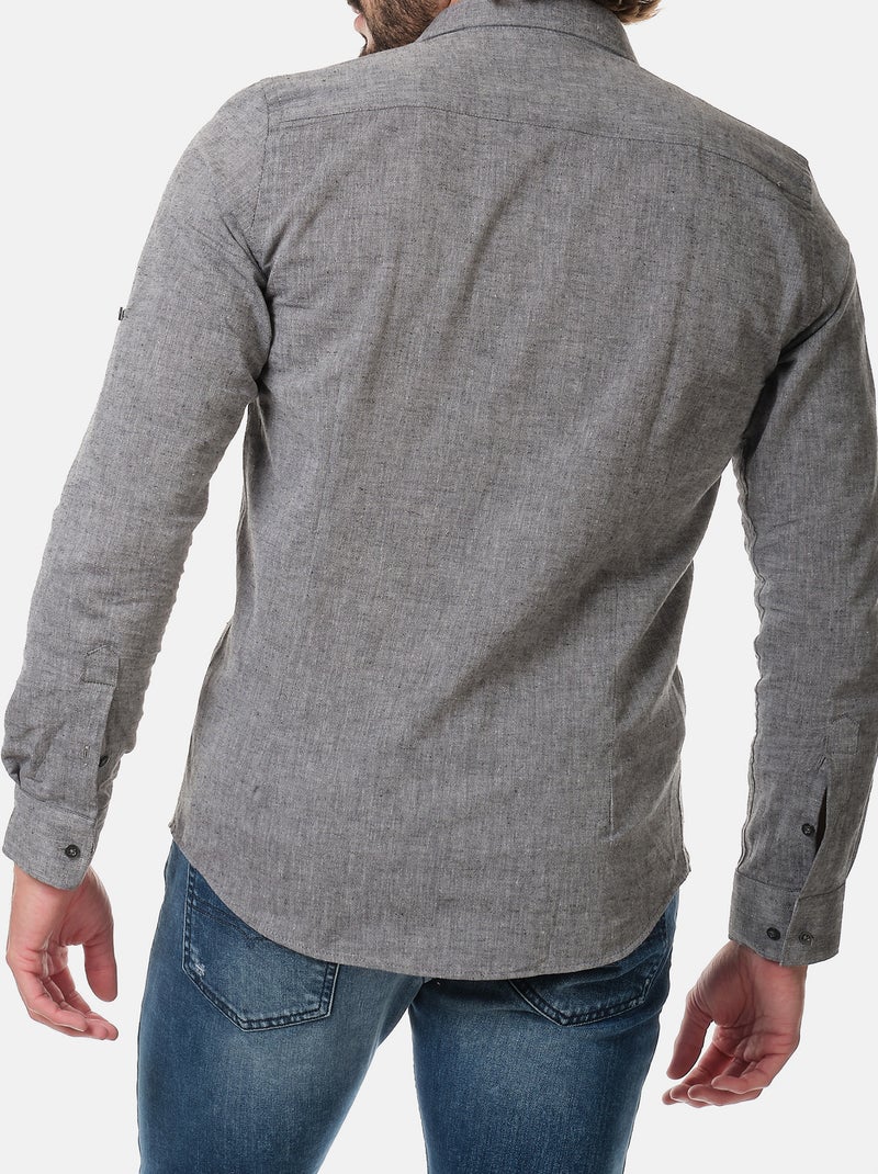 Camicia in cotone e lino Grigio antracite - Kiabi