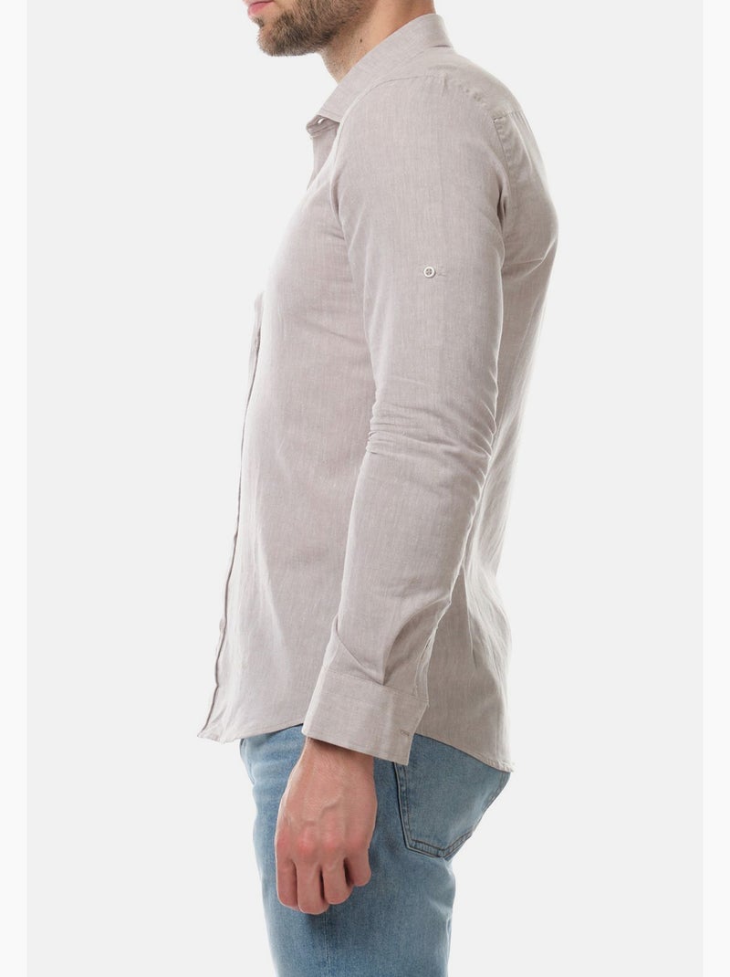 Camicia in cotone e lino Marrone - Kiabi