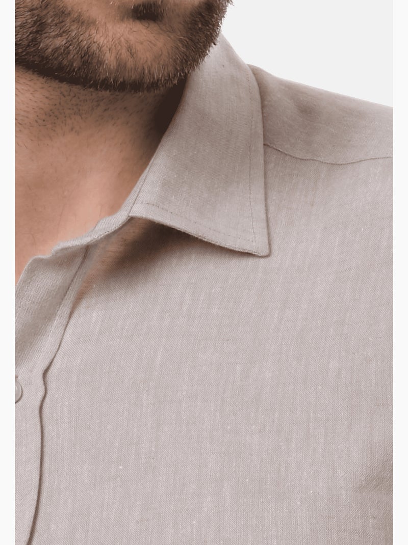 Camicia in cotone e lino Marrone - Kiabi