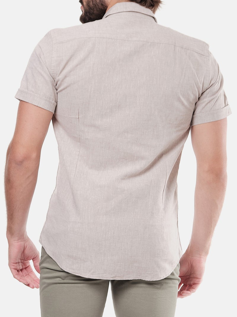 Camicia in cotone e lino Marrone glacé - Kiabi