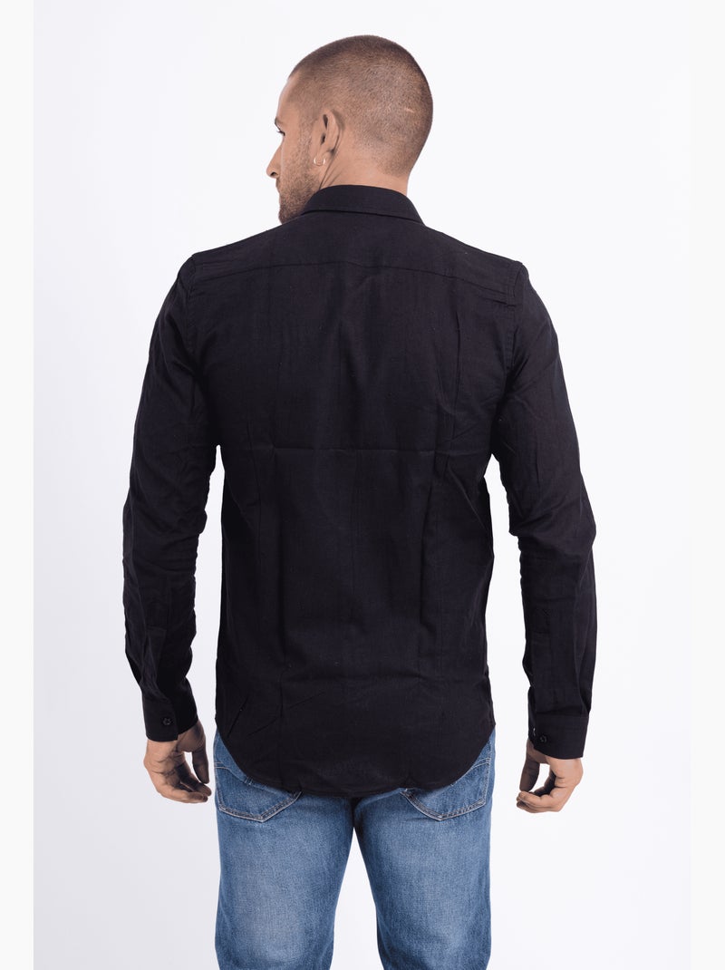 Camicia in cotone e lino Nero - Kiabi