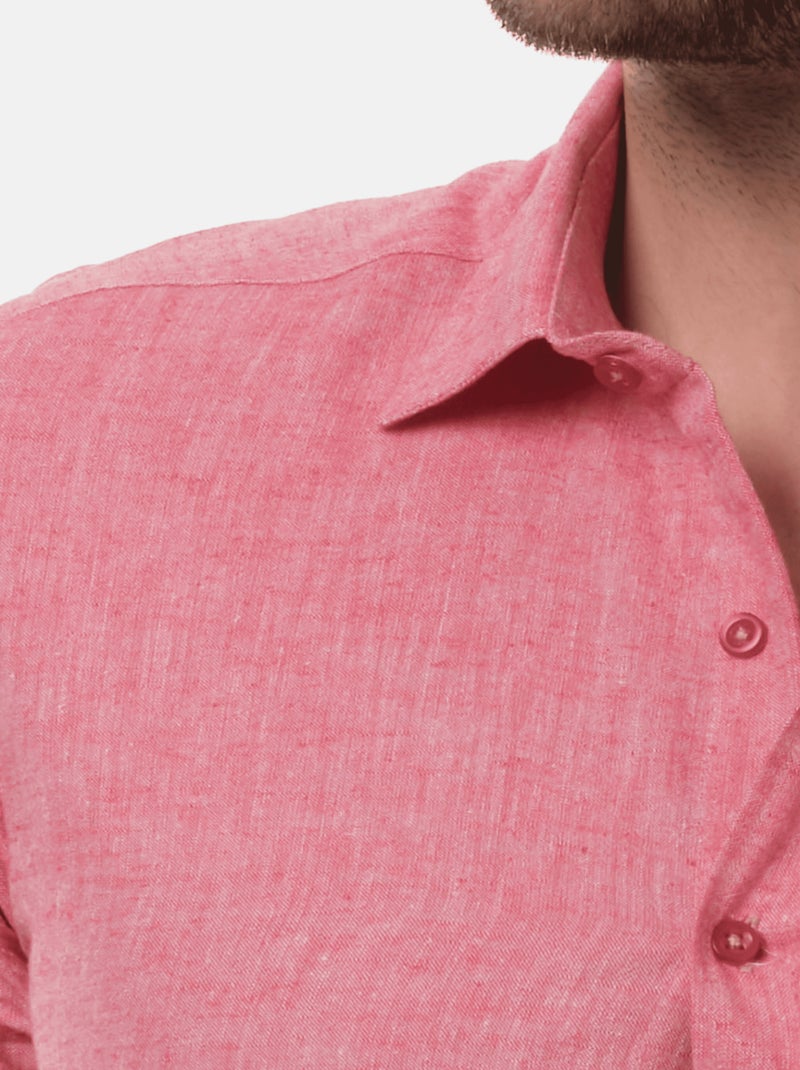 Camicia in cotone e lino Rosso - Kiabi