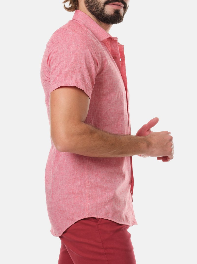Camicia in cotone e lino Rosso - Kiabi