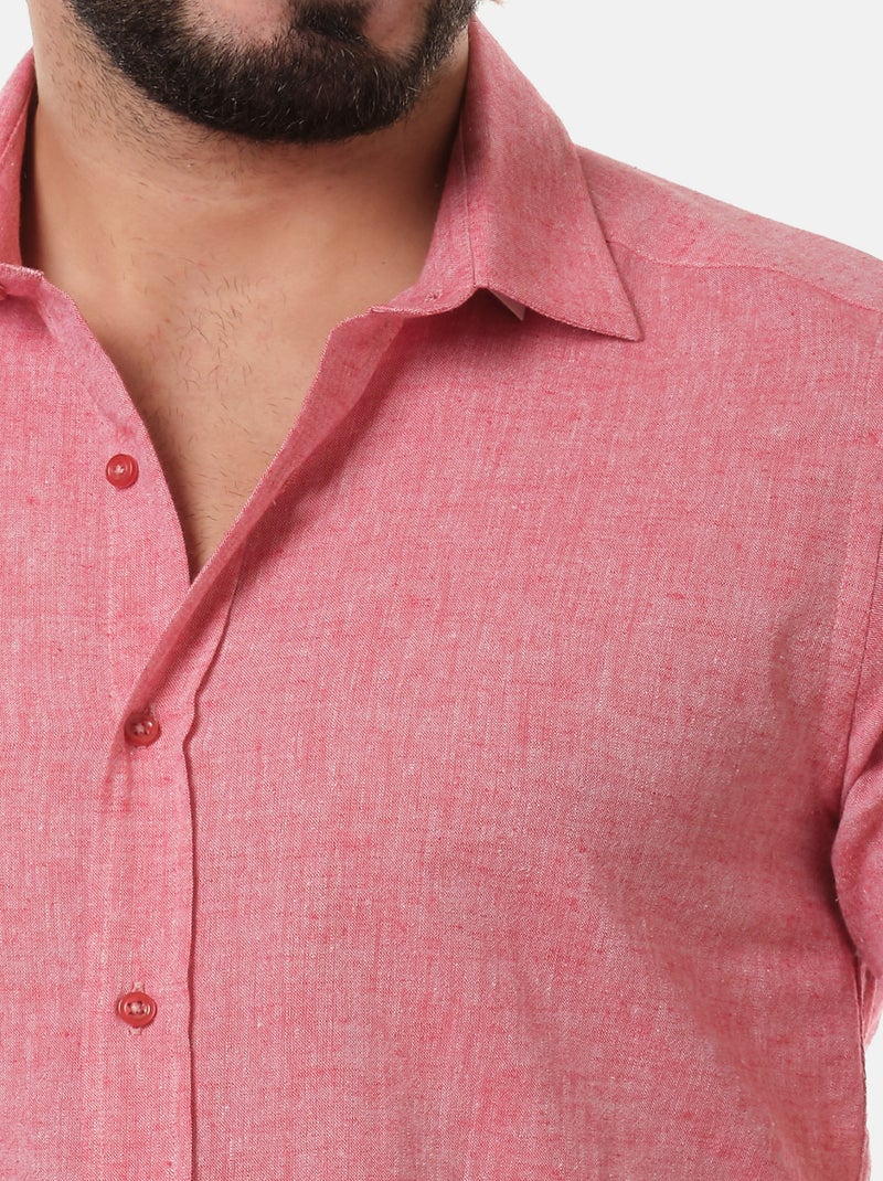 Camicia in cotone e lino Rosso - Kiabi